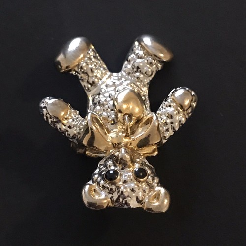 VINTAGE BROOCH TEDDY BEAR Gold/Silver Tone Heart Love Women Fashion Jewelry Amor - Picture 3 of 8