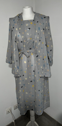 Robe vintage couture en pur fil de coton et sa veste sans manche taille 42/44 - Picture 1 of 9