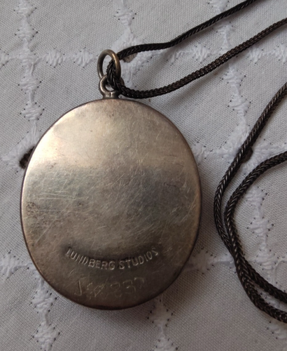Vintage Lundberg Studios Art Glass Sterling Silver Pendant On 925 Chain ST21 - Picture 4 of 7