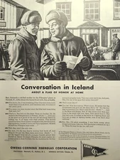 Owens-Corning Fiberglas Newark OH Ashton RI Iceland GI's Vintage Print Ad 1942
