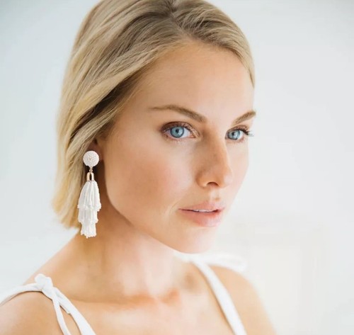 NEU Allheilmittel weiß irisierend Perlen Quaste Ohrringe Rachel Zoe Reg. 55 $ - Bild 2 von 5