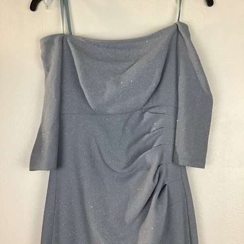 Eliza J Women's Dress Off The Shoulder Glitter Ladies Long Gown Blue Size 2 - Picture 8 of 12