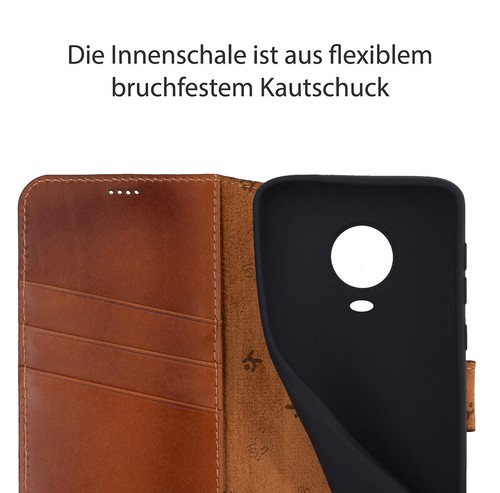 Custodia per Nokia G20 Pocket-Book Vero IN Pelle Protettiva Bruciato Cognac - Foto 8 di 9