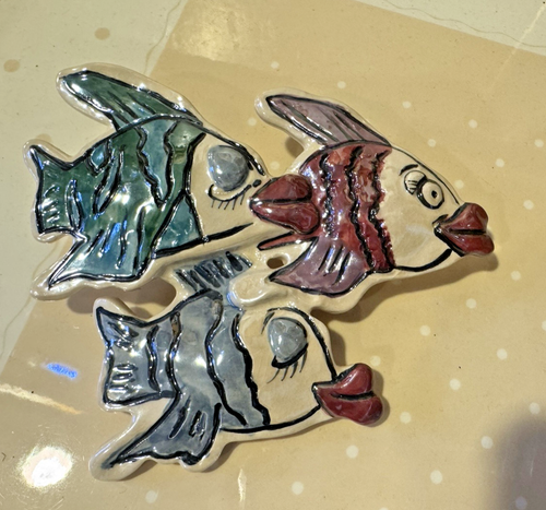 Tropical Fish w/ long lashes & Big lipsby Clayworks Blue Sky Wall Plaques 2000 - Picture 10 of 10