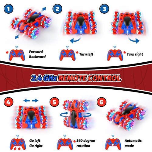 Spider Remote Control Car - Double Sided RC Stunt Car Outdoor Toys for Kids, 360 - Picture 8 of 12