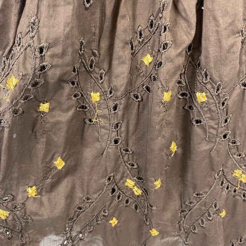 Vintage Moda International Brown And Gold Embroidery Babydoll Dress Size 10 - Picture 8 of 10