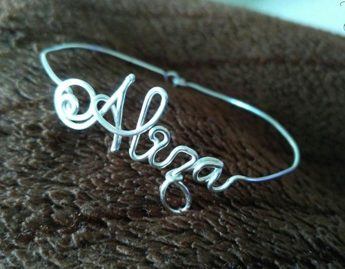 Wire Letters Personalised jewelry Custom Minimalist Name Silver Name Bracelet UK - Picture 4 of 11