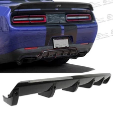 Rear Bumper Lip Splitter Diffuser 6 Fin Gloss Black For Dodge Charger Challenger
