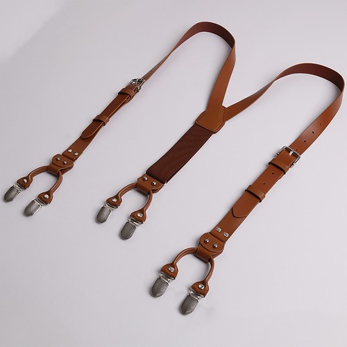 Mens Y-Shaped Classic Suspenders Fashion Leather Jeans Wedding Accessories New - Picture 10 of 26