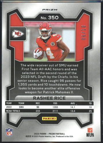 2023 Panini Prizm Gold Wave #350 Rashee Rice Rookie RC/10 - Chiefs SB Champ - Foto 2 di 4