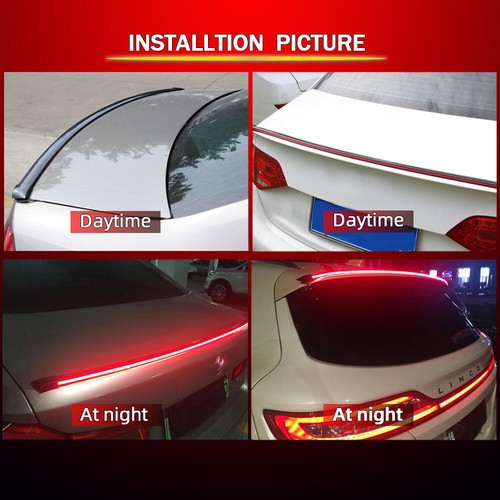51" Carbon Fiber Style Rear Spoiler Bar Tail Wing Lip Led Brake Lamp Strip DIY - Picture 11 of 12