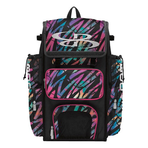 Boombah Superpack Softball Backpack, Players Gear Bag/Bat Pack - Rainbow Scratch - Picture 5 of 12