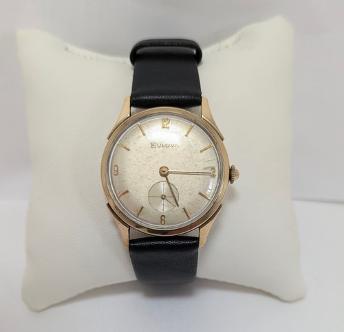 Bulova 10K Rolled Gold Plate Men's Wristwatch, 17 Jewels - Picture 1 of 5