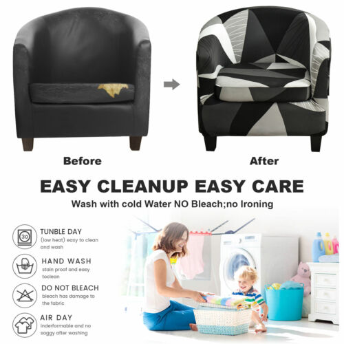 2-Piece Club Chair Slipcover Stretch Printed Tub Chair Slipcover Armchair Covers - Picture 38 of 137
