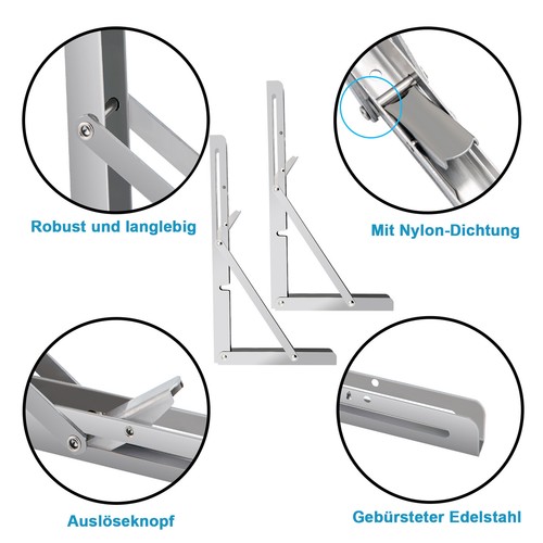 2-10PCS Heavy Duty Folding Table Brackets Stainless Steel Bracket Shelf Bench - Picture 4 of 20