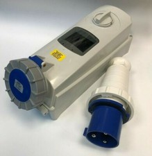 Blue 63A Switched Interlock Socket & Plug 3 Pin 2P+E IP67 240V 63Amp 