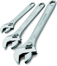 Craftsman 3-piece Adjustable Wrench Set, 6", 8", 10", alloy steel