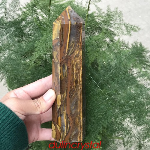 1.51LB Natural Tiger eye Obelisk quartz crystal Wand Point Decor Reiki specimen - Picture 5 of 12