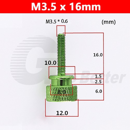 M3.5 x 7-20mm Aluminum Knurled Thumb Screw Bolts with Collar Anodised 10 Colors - Picture 12 of 13