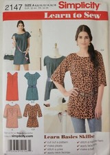 Simplicity 2147 Learn to Sew Pattern Mini Dress Tunic w/ Belt 6 - 18 Uncut