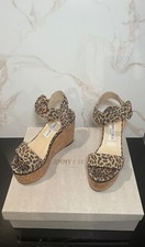 Jimmy Choo Leopard Print Suede Platform Wedge Sandal Size 36 with Original Box