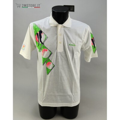 DIADORA ITALIA 90 Tennis Challenge Polo T-Shirt Original Vintage 90