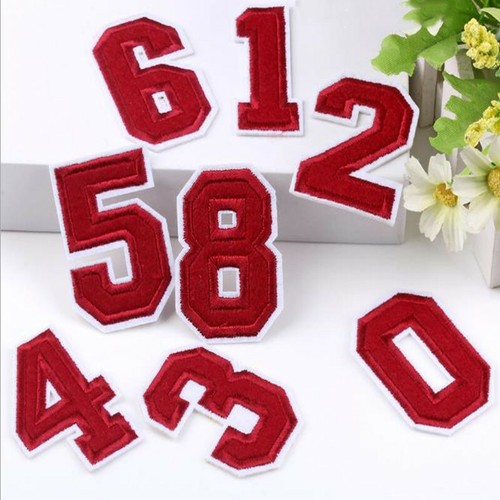 10pcs/lot New Red Color Embroidered Number digital Diy Decoration Patch - Picture 3 of 12