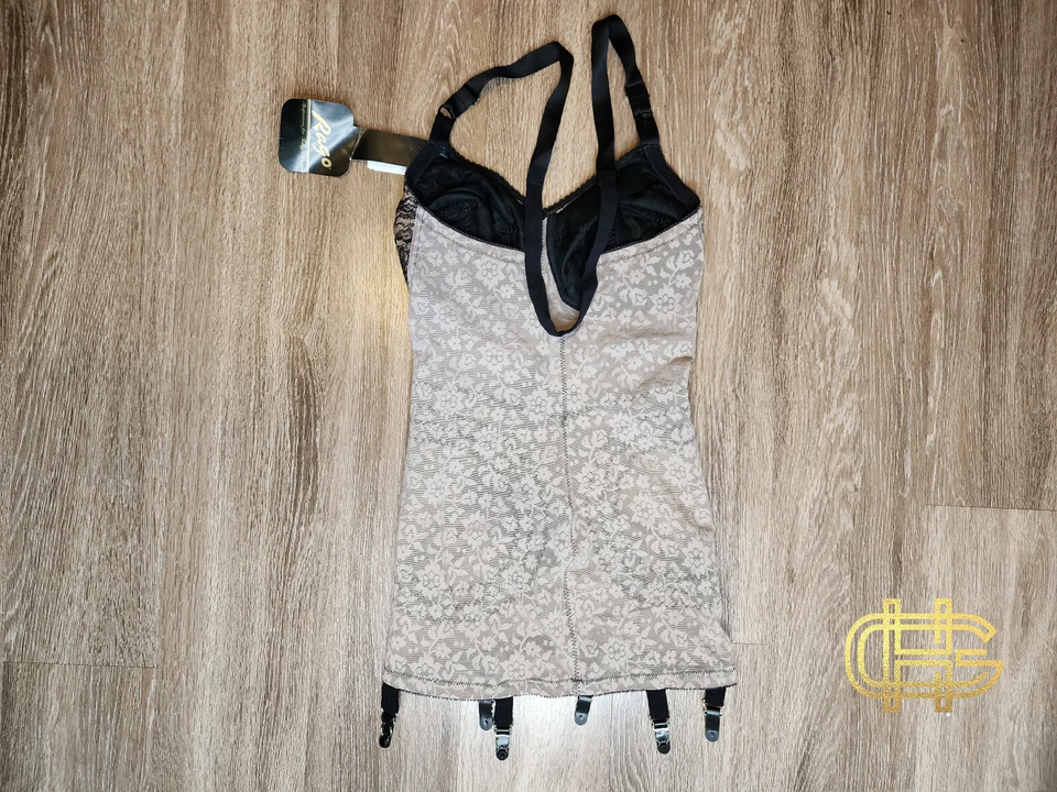 Rago 9357 Body Briefer Extra Firm Shaping Girdle Mocha/Blk 38D - Image 2 of 2