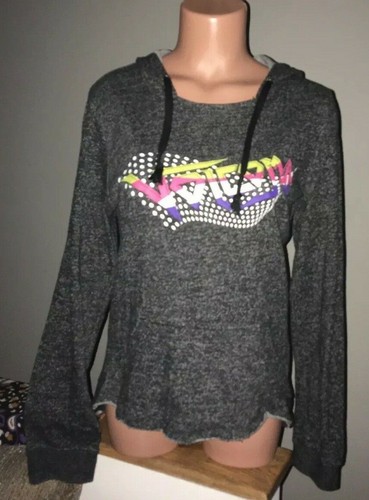 VOLCOM HiLo Hooded Sweatshirt M Pullover Navy&Gray Burnout StellarVintage Genuin - Picture 1 of 12