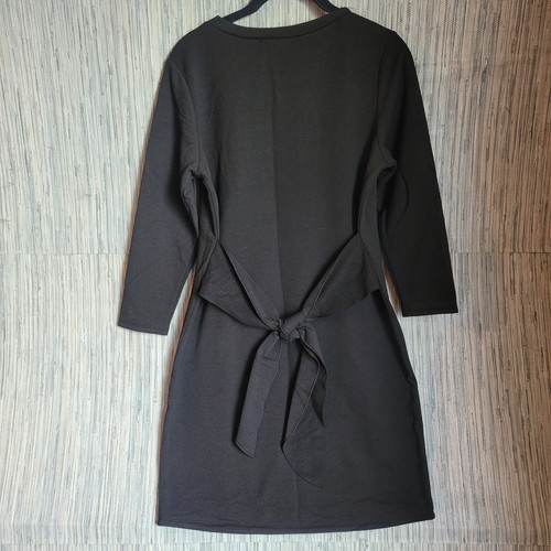 Neu ohne Etikett Pullover Langarm Kleid Fliege hinten Rundhalsausschnitt Fleece schwarz Größe Medium - Bild 6 von 11