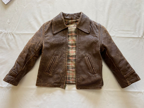 Vintage WWII Kinder Lederjacke Style A-1 A-2 Army Flight Bomber Boyville