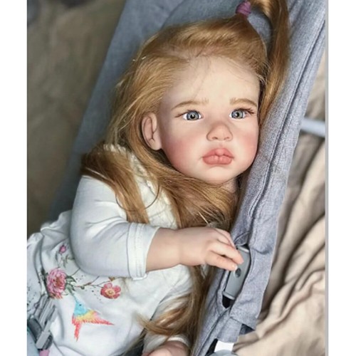 Muñeca Bebé Renacida Acabada 28" Vinilo Niña Pequeña Pelo Enraizado Largo Hecho a Mano Regalo - Imagen 2 de 4