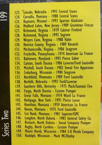 Vintage 1993 Bon Air Collectibles Fire Apparatus Cards Series 2 - Picture 5 of 6