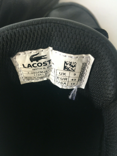 Lacoste mens Sneakers Black Leather Size 10 USA Preowned - Picture 3 of 5
