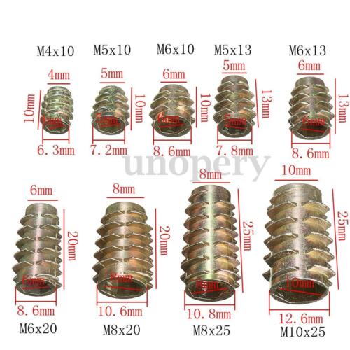 Hex Drive Screw In Threaded Insert Nuts Bushing For Wood Type E M4 M5 M6 M8 M10 - Photo 1/20
