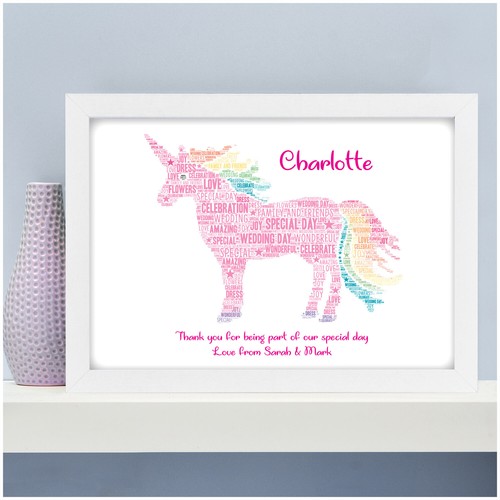 Personalised Bridesmaid Flower Girl Maid of Honour Unicorn Wedding Party Gifts - Picture 6 of 8