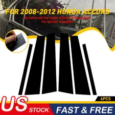 6pcs Black Pillar Posts For Honda Accord 2008-2012 Cover Door Trim Window Decal