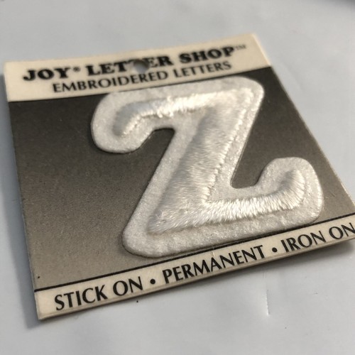 Joy Letter Shop White Z 1.5” Iron Stick On Embroidered Patch Appliqué Crafting - Picture 3 of 5