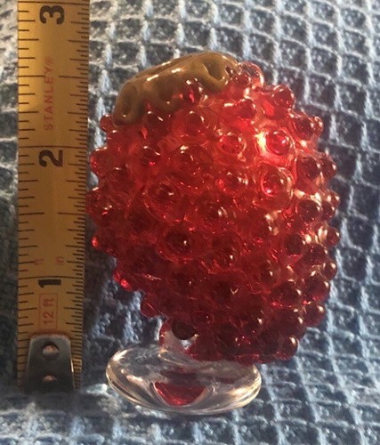 Red Glass Small Strawberry Hand Blown/Made Apox 3” Tall - Picture 7 of 13