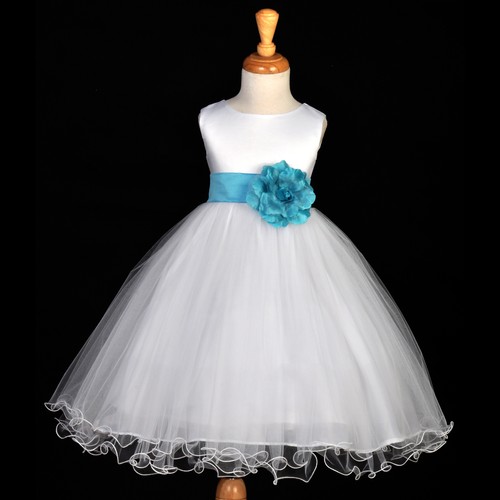 FLUFFY TULLE PRINCESS FLOWER GIRL DRESS CHILDREN BIRTHDAY PARTY WEDDING GOWN NEW - Picture 26 of 43