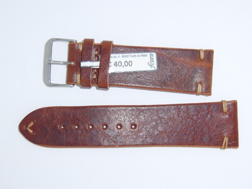 FLUCO echt Vintage Leder Uhrenarmband Armband 24 mm braun "TROJA ANTIC-LOOK"  - Bild 1 von 2
