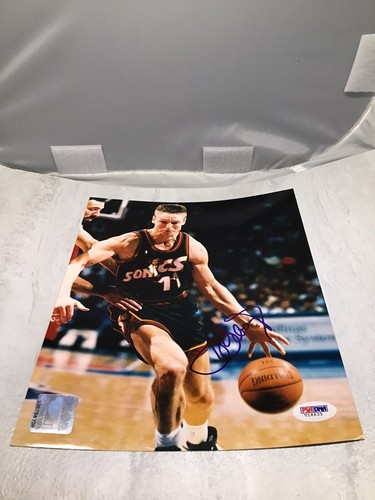 Foto autografiada por Detlef Schrempf de Seattle Supersonics 8x10 certificado de autenticidad PSA/ADN 1A - Imagen 1 de 5