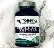 Vet's Best Cat Hairball Relief Digestive Aid Vet Formulated Support -60 ct *NWT*