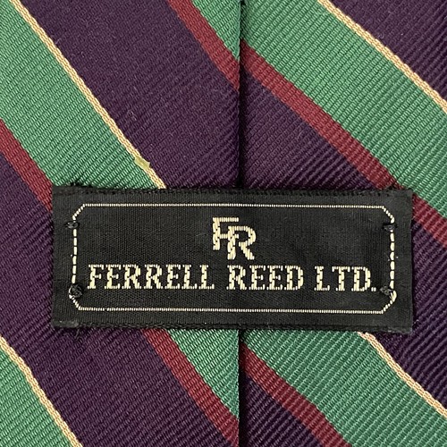 Mardis Gras Farben - Ferrell Schilf gestreifte Seidenkrawatte - gewebt in England - Bild 4 von 7