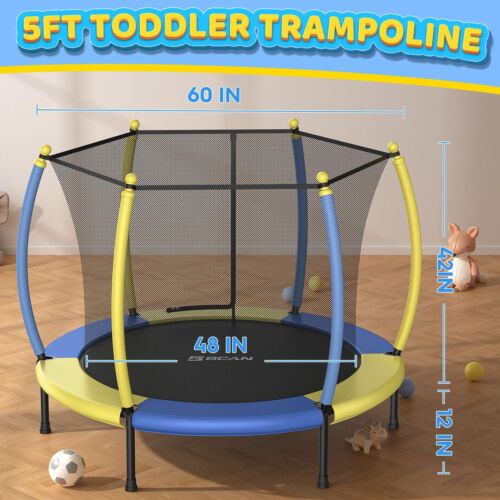 60IN Mini Trampoline for Ages 2 to 5 Toddlers, 5FT Safety Toddler Trampo... - Picture 6 of 8