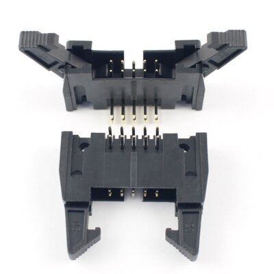 2Pcs 2.54mm Pitch 2x5Pin 10 Pin Male Right Angle Ejector Header Connector Latch