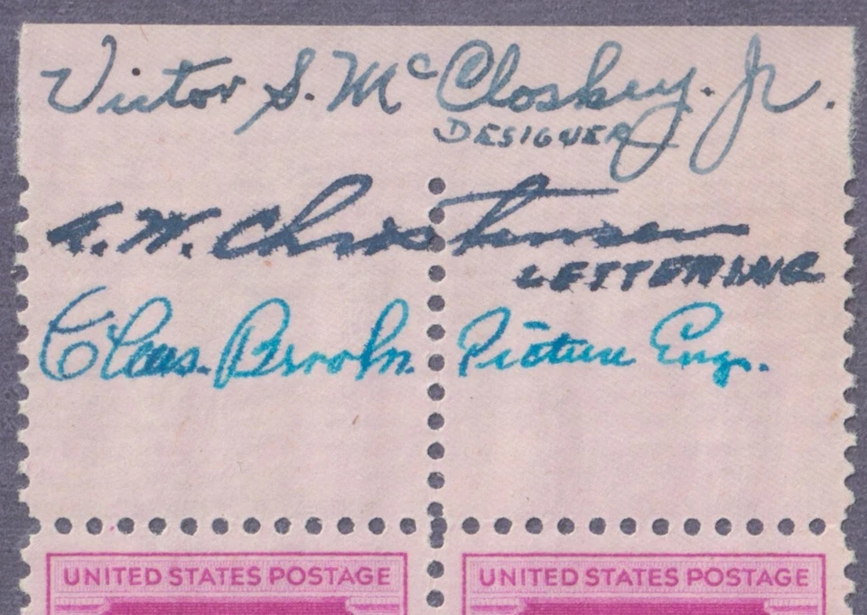 US Stamps Scott #988 Samuel Gompers Block with 3 Signatures NH - Image 2 of 2