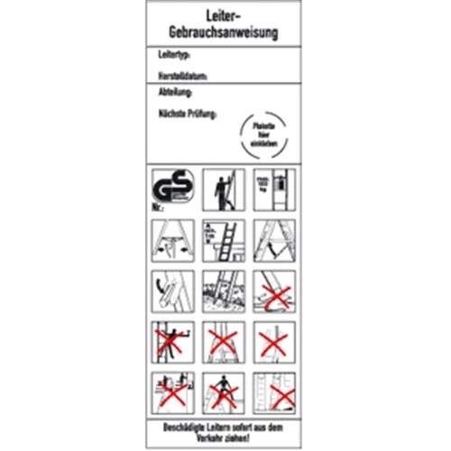 KÖNIG WERBEANLAGEN Aufkleber Leiter-Gebrauchsanweisung DGUV Information 208-016, Folie, 50x145 mm