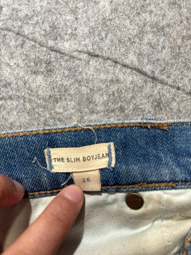 Madewell Jeans Womens 26 Blue Dark Wash Distressed The High Rise Slim Boy Jean - Picture 5 of 15