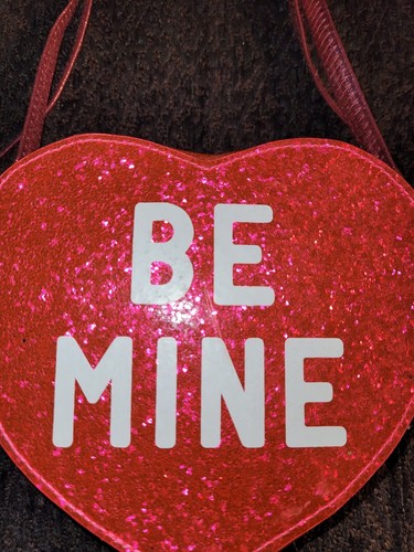 Girl's Be Mine Valentines Day Glittery Pink Heart Crossbody Purse Bag Cat & Jack - Picture 2 of 8